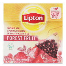 Чай чорний Lipton Forest Fruit зі шматочками лісових ягід, 20*1,7г