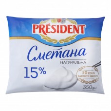 Сметана 15% President м/у 350г