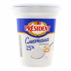 Сметана 15% President ст 325г